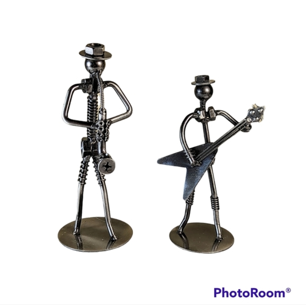 Metal Art Nuts And Bolts Music Band Sculpture Set Of 2